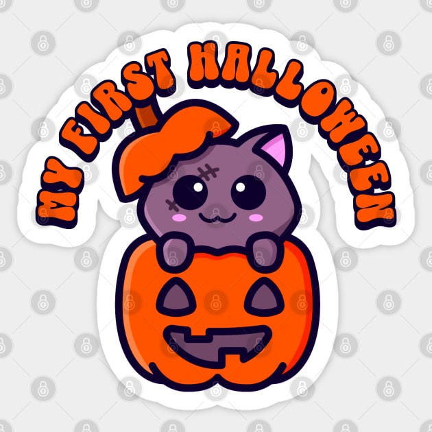 First Halloween Zombie Cat Sticker by HolidayBug